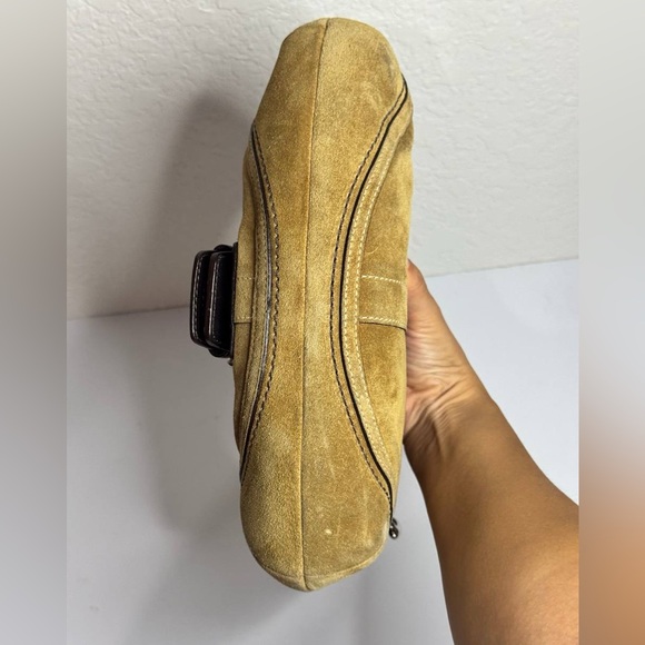 COACH Y2K Soho Suede Flap Belt Buckle Shoulder Bag Honey Tan/Brown - Picture 8 of 12